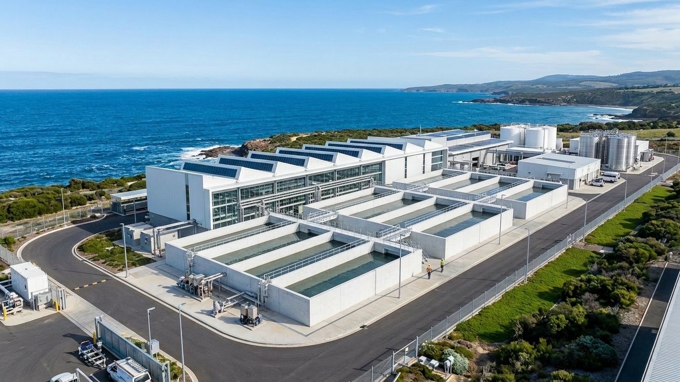 Coastal seawater reverse-osmosis desalination facility